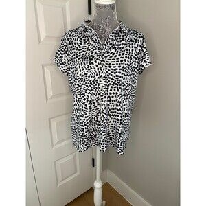 Chico's Women's Stretch Athletic Polo Top Shirt Blue White Size 3 3XL